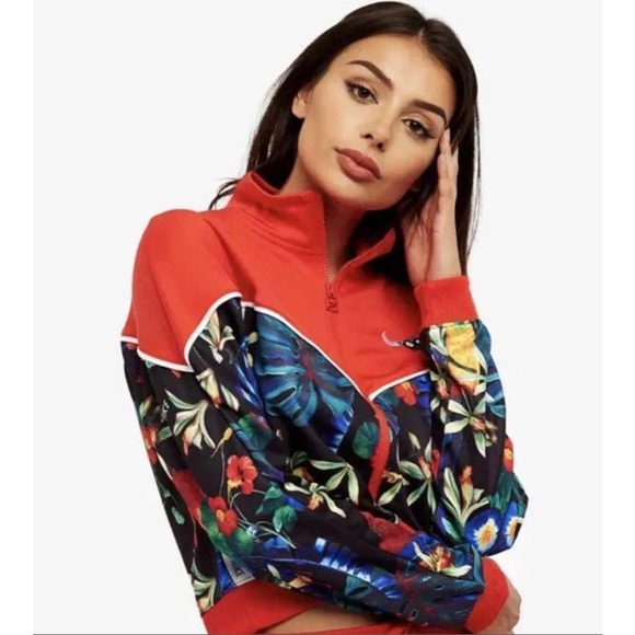 Nike Tops - NIke Tropical Hyper Femme Tropical Long Sleeve Crop Activewear Jacket Size XL
